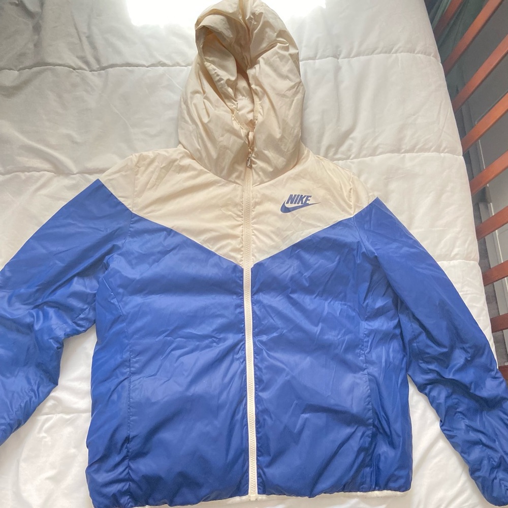 Two in one Nike Coat blue and white or white.